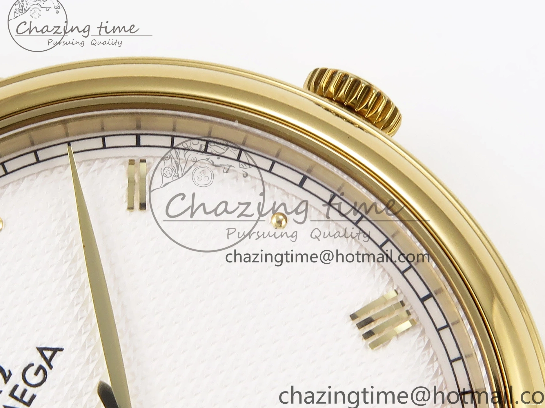 0202 De Ville Date YG MKF 1:1 Best Edition White Textured Dial Roman Marker on Brown Leather Strap A Refined 7756